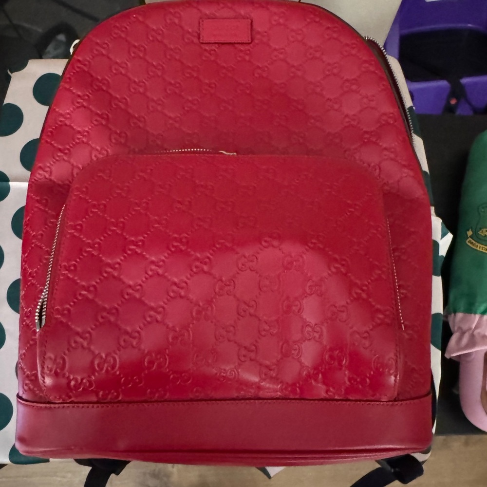 GUCCI Guccissima Leather Backpack Red